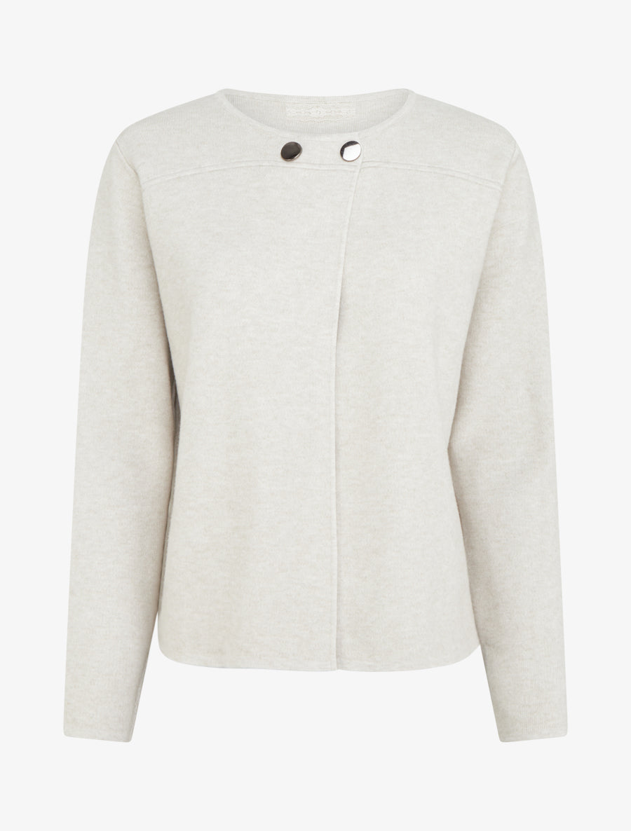 Cardigan uni à deux boutons - Beige - 1
