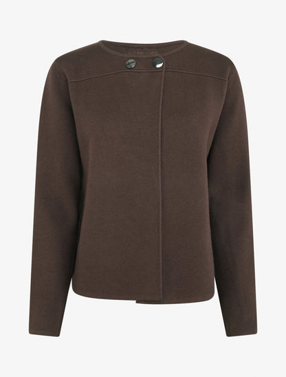 Cardigan uni à deux boutons - Marron - 1