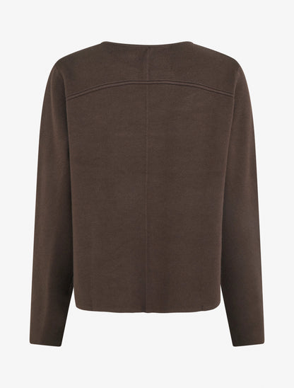 Cardigan uni à deux boutons - Marron - 2