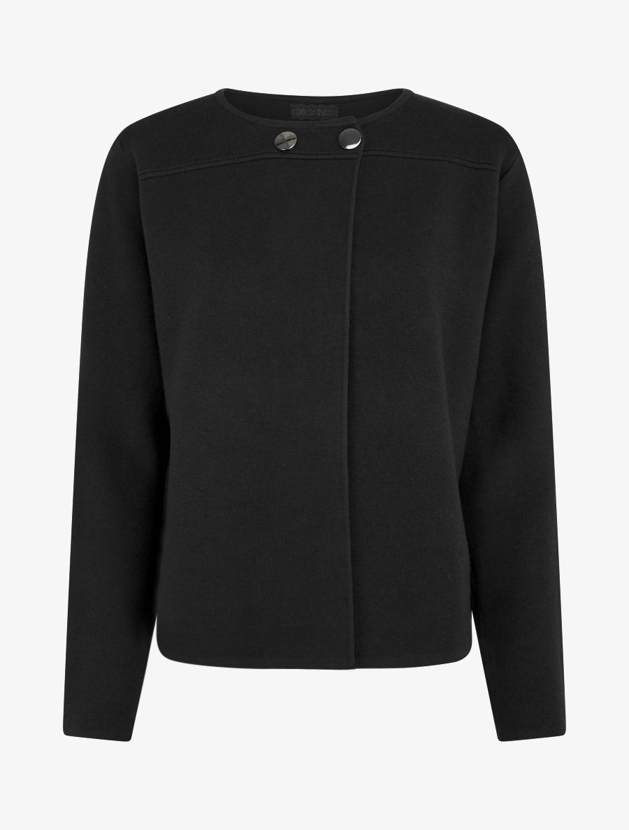 Cardigan uni à deux boutons - Noir - 1