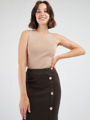 Débardeur côtelé irisé coupe ajustée - Beige