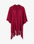 Poncho mi-long uni à franges et sequins - Lie de vin - 1