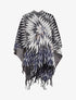 Poncho imprimé graphique à franges - Noir - 1