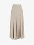 Jupe longue unie plissée - Beige - 1