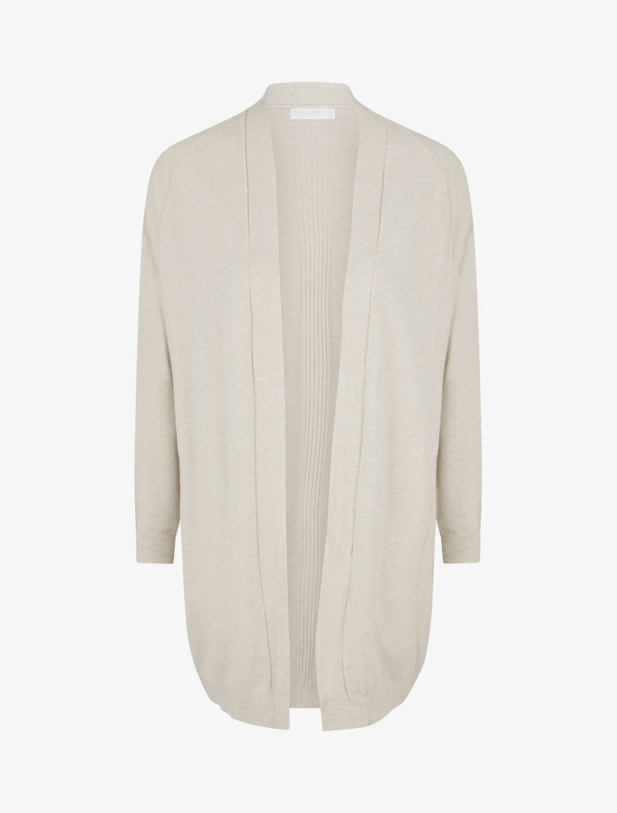 Gilet long ample à manches chauve-souris - Beige - 1