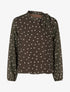 Top à pois et col lavallière - Marron - 1