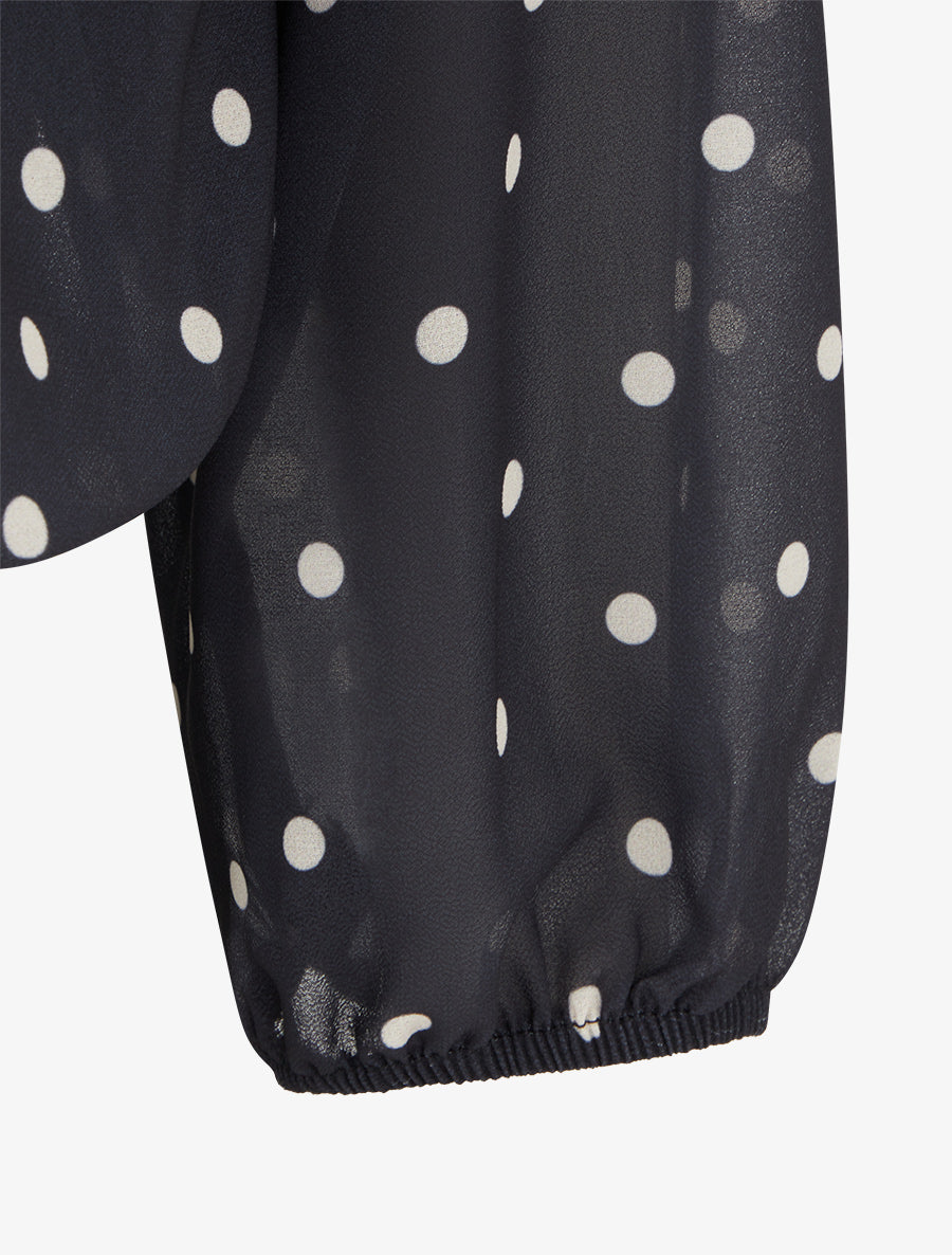 Top à pois et col lavallière - Bleu nuit - 3