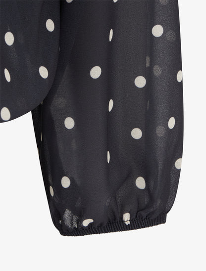 Top à pois et col lavallière - Bleu nuit - 3