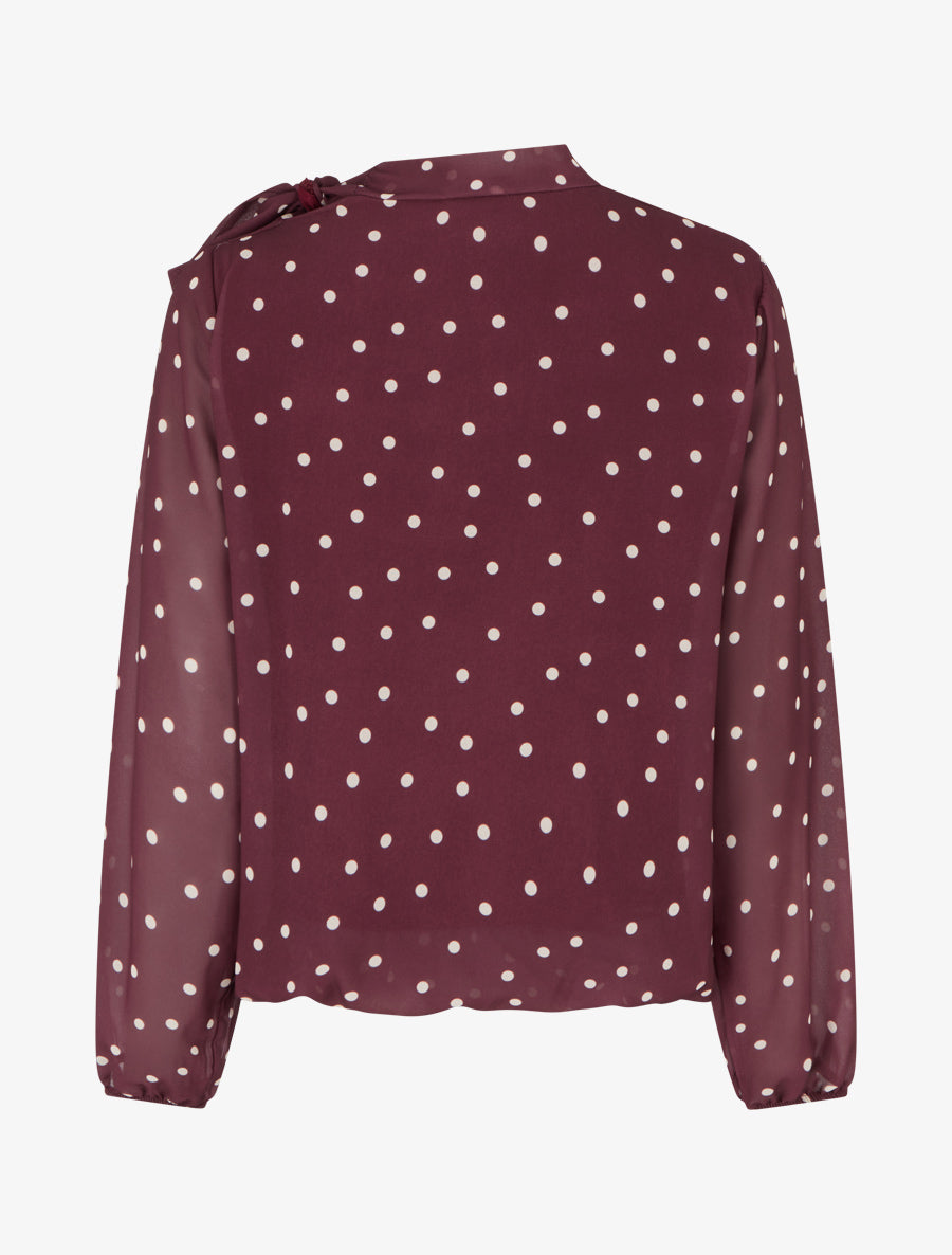 Top à pois et col lavallière - Prune - 2
