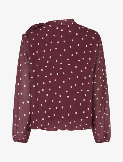 Top à pois et col lavallière - Prune - 2