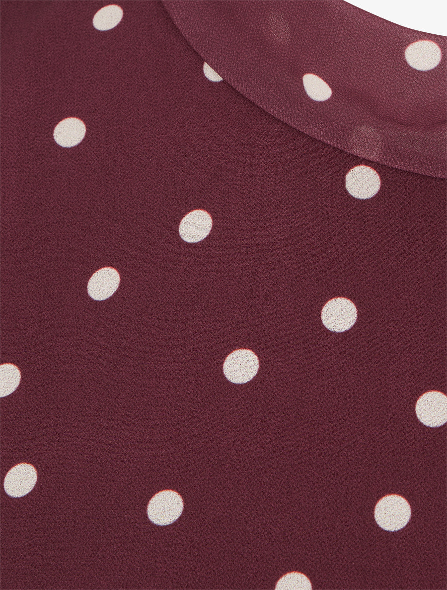 Top à pois et col lavallière - Prune - 3