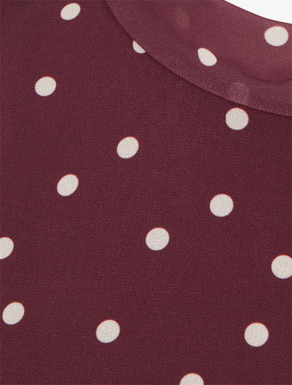 Top à pois et col lavallière - Prune - 3