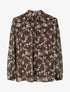 Blouse fluide imprimé feuilles à liens - Marron - 1