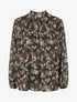 Blouse fluide imprimé feuilles à liens - Kaki - 1