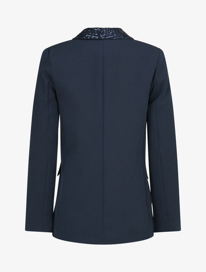 Blazer col à sequins - Marine - 2