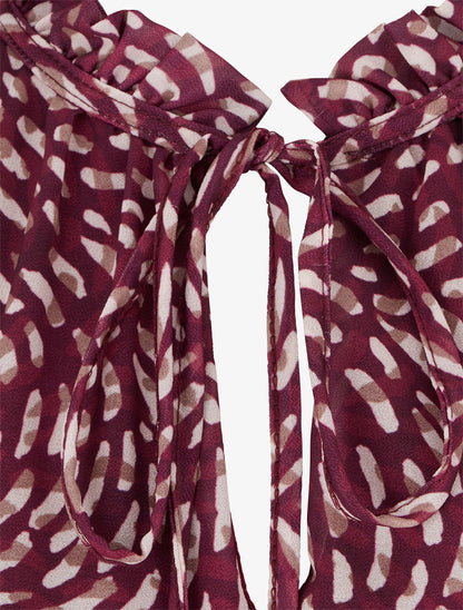 Blouse imprimé fantaisie coupe boule - Prune - 3