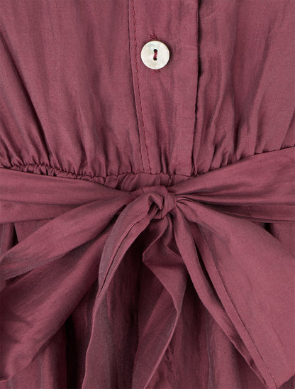Robe courte volantée - Prune - 3