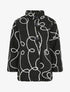 Blouson effet laine bouclée à motif fantaisie - Noir - 1