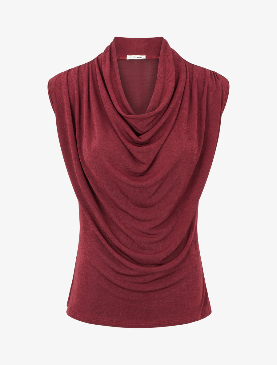 Top uni sans manches à col bénitier - Bordeaux - 1