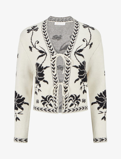 Gilet à nouer à imprimé baroque - Blanc - 1