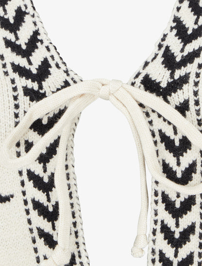 Gilet à nouer à imprimé baroque - Blanc - 3