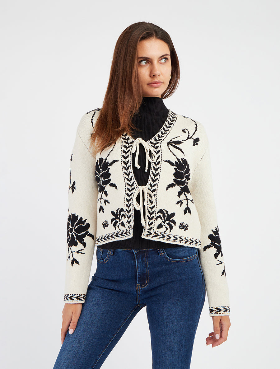 Gilet à nouer à imprimé baroque - Blanc