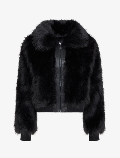 Blouson à empiècement fourrure synthétique - Noir - 1