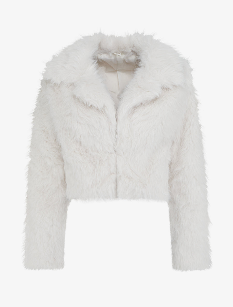 Blouson court à fourrure synthétique - Blanc - 1