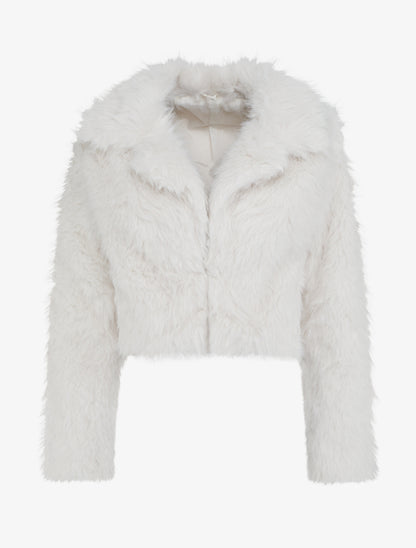 Blouson court à fourrure synthétique - Blanc - 1