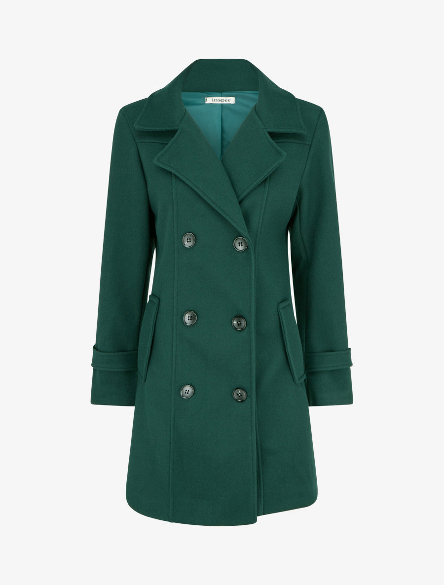 Manteau droit à pans croisés - Vert foncé - 1