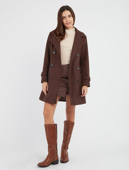 Manteau mi-long à col cranté - Marron - 8