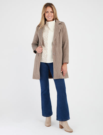 Manteau droit à épaulettes - Taupe