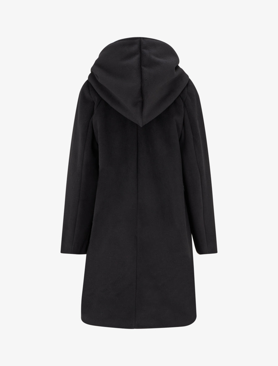 Manteau long à capuche coupe droite - Noir - 2