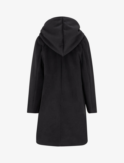 Manteau long à capuche coupe droite - Noir - 2