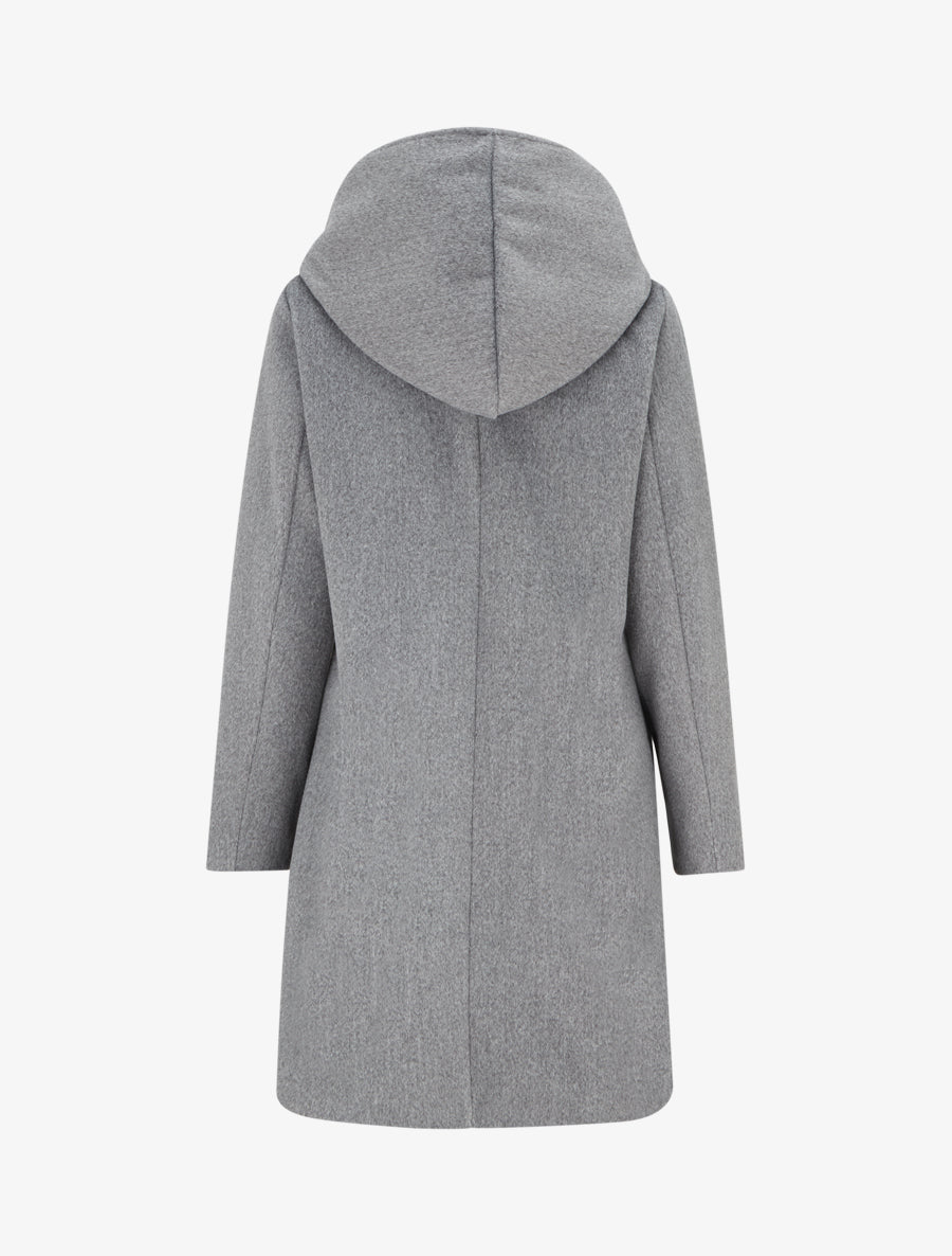 Manteau long à capuche coupe droite - Gris - 2