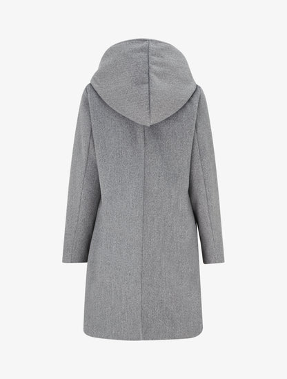 Manteau long à capuche coupe droite - Gris - 2
