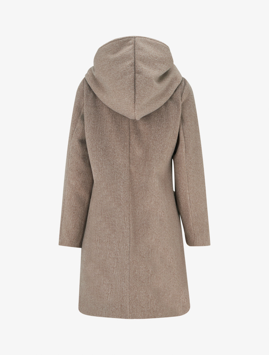 Manteau long à capuche coupe droite - Taupe - 2