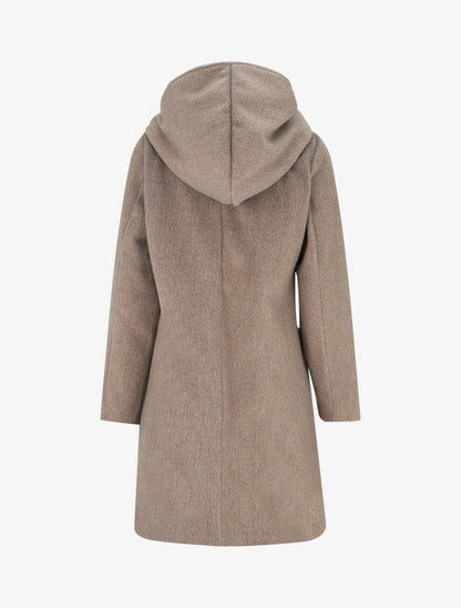 Manteau long à capuche coupe droite - Taupe - 2