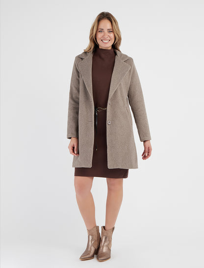 Manteau droit à épaulettes - Taupe