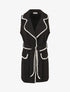Gilet long sans manches à détail brodé - Noir - 1