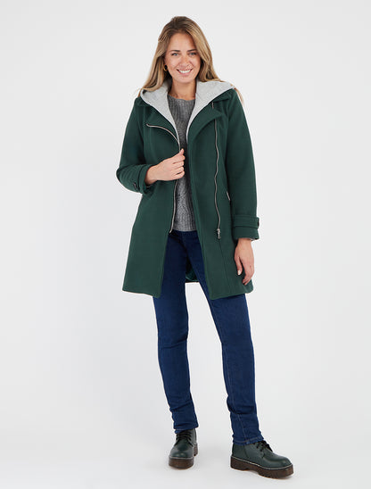 Manteau à capuche et épaulettes - Vert sapin