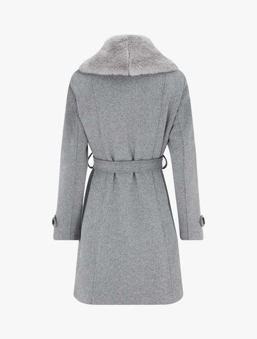 Manteau Warehouse Avec Col Amovible En Fausse Fourrure - Taille UK 12 (occasion Très Bon état)