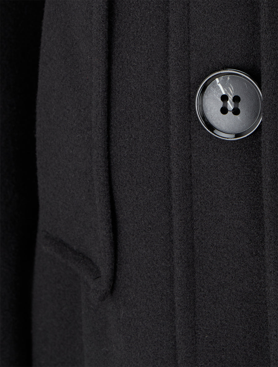 Manteau à col en fourrure synthétique amovible - Noir - 3