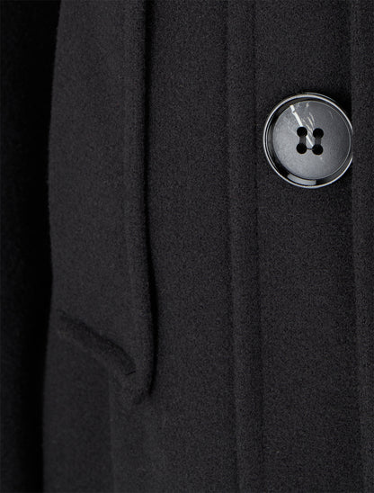 Manteau à col en fourrure synthétique amovible - Noir - 3