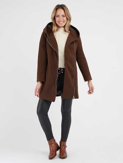 Manteau texturé à épaulettes - Marron
