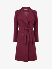 Manteau long ceinturé à épaulettes - Bordeaux