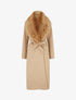 Manteau long à col en fourrure synthétique - Camel clair - 1
