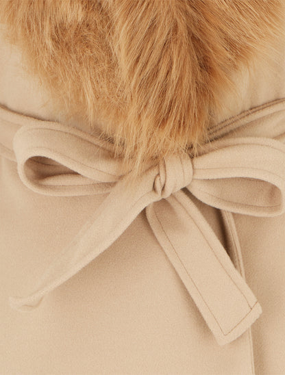 Manteau long à col en fourrure synthétique - Camel clair - 3