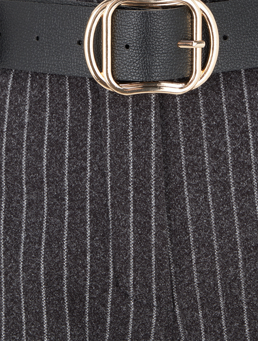 Pantalon épais imprimé à rayures - Noir - 3