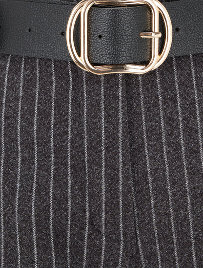 Pantalon épais imprimé à rayures - Noir - 3